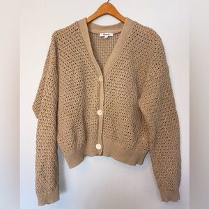 Madewell Crochet-Style Button Cardigan in Taupe